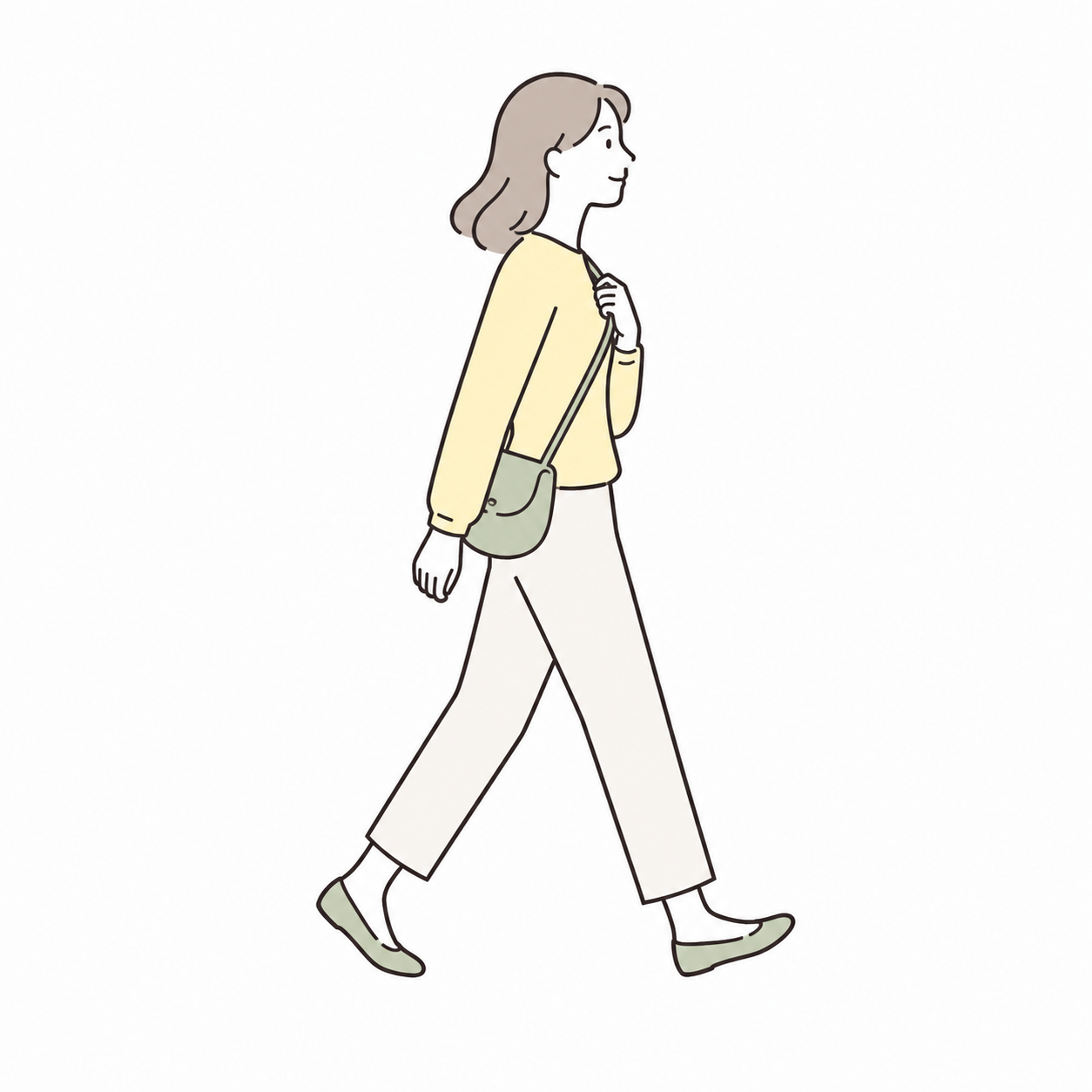 通勤途中に歩く女性のイラスト