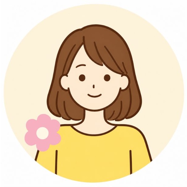 ピンクの花を添えた女性のイラスト
